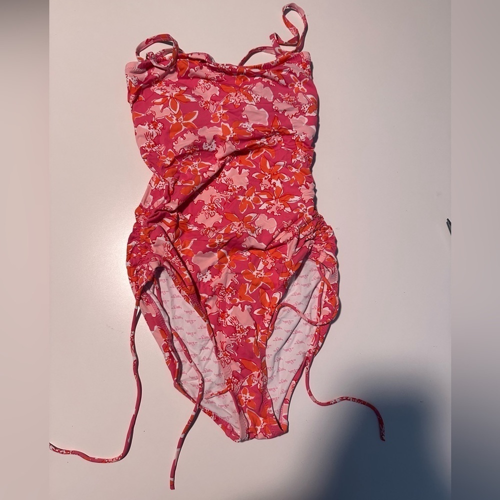 Lilly Pulitzer Pink Floral One Piece Swimsuit Size Xs Extra Small
